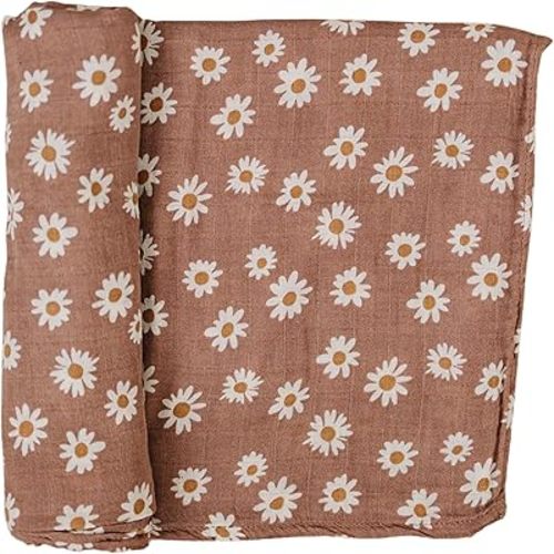 Mebie Baby Daisy Dream Muslin Swaddle, Modern and Neutral Swaddle Blanket for Baby Girl or Boy, Soft Baby Blankets, Newborn Swaddle Blanket, 0-3 Month, Comfy Wrap, Baby Essentials & Gifts