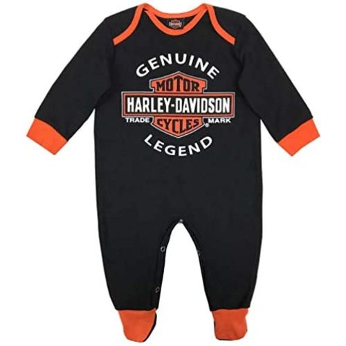 Harley-Davidson Baby Boys' Interlock B&S Footed Coveralls, Black 3050911