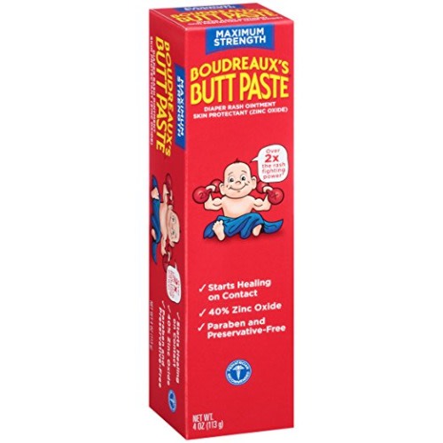 Boudreaux's Butt Paste Diaper Rash Ointment - Maximum Strength - Contains 40% Zinc Oxide - Pediatrican Recommended - Paraben and Preservative-Free - 4 Ounce