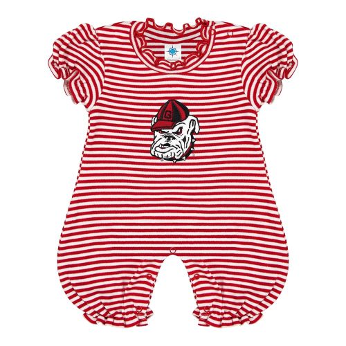 Creative Knitwear College Baby Striped Puff Sleeve Romper - Team Logo, Many Colors, for Girls (Newborn-12 Months)