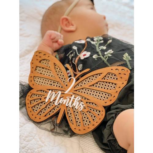 Butterfly milestone marker, newborn photo prop, boho milestone, milestone photos, baby shower gift, rattan butterfly, cane butterfly, boho