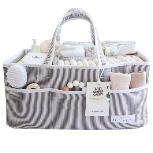 Lily Miles Baby Diaper Caddy Organizer - Gray