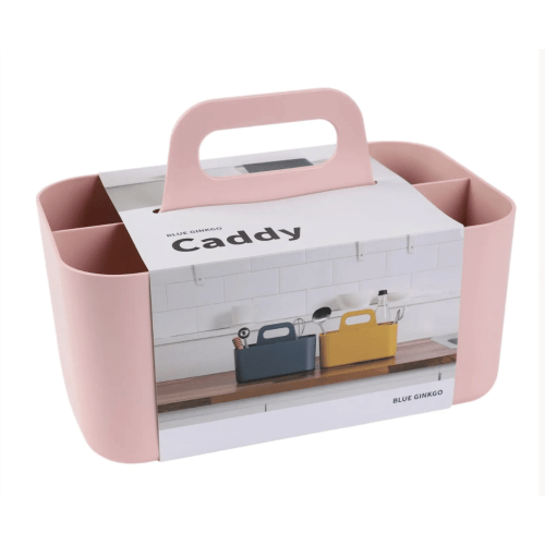 BLUE GINKGO Stackable Organizer Caddy – Korean-Made Portable Tote for Bathroom, Office, Crafts, or School Supplies (Rectangle)