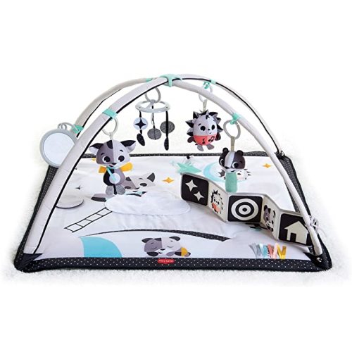 Tiny Love Baby Tummy Time Play Mat, Gymini Deluxe Baby Play Mats for Floor, Magical Tales Black & White Activity Gym
