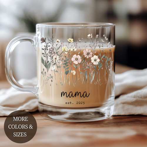 Mom to Be Coffee Mug for Expecting Mother Pregnancy Gift Idea Baby Shower New Mom Gift Glass Mama Mug Personalized Momma Floral Coffee Cup