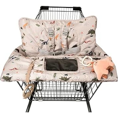 Shopping Cart Cover for Baby 2 in 1 High Chair Covers for Restaurant Comfortable Grocery Cart Seat Covers for Infant, Toddler Universal Suitable for Most Shopping Carts Machine Washable, Dinosaur