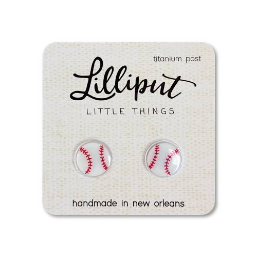 Baseball Earrings // Baseball Studs // Titanium Baseball Stud Earrings // Baseball Jewelry