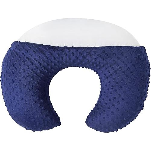 Nursing Pillow and Positioner Breastfeeding and Bottle Feeding, Propping Baby, Tummy Time, Sitting Support for Baby Boys Girls, with Removable dots Cover (Estate Blue)