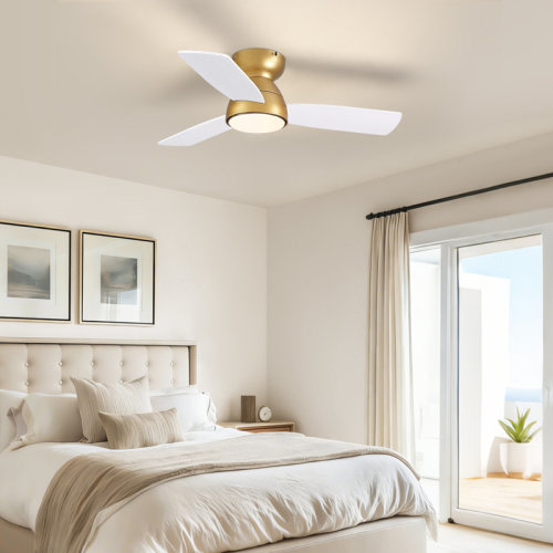 Wrought Studio™ 32/42/52'' Low Profile 3 - Blades Ceiling Fan With Light Kit & Remote & Reviews | Wayfair