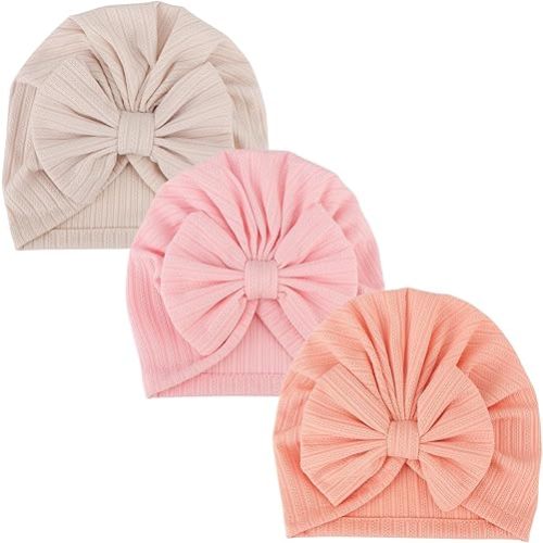 Newborn Baby Girl Hats with Bow Cotton Toddler Infant Beanie Cap Newborn Hospital Hats for Baby Girl Kid