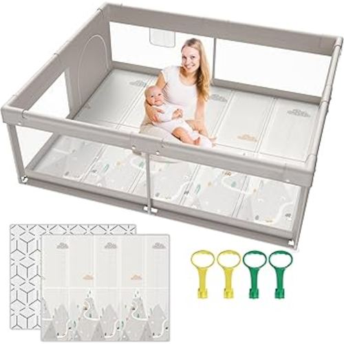 71 * 59 inch Baby Playpen with Mat,Playpen for Babies and Toddlers, Large Play Pen for Kids, Play Pen for Babies and Toddlers