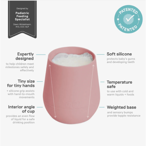The Tiny Cup by ezpz / Open-Top, Silicone Drinking Cup for Babies in Blush