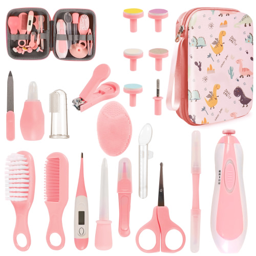Baby Healthcare and Grooming Kit,20 in 1 Baby Grooming Kit with Baby Nail Trimmer Electric,Baby Hair Brush,Newborn Baby Essentials Must Haves Kit for Infant Boys Girls,Baby Shower Gifts-Pink