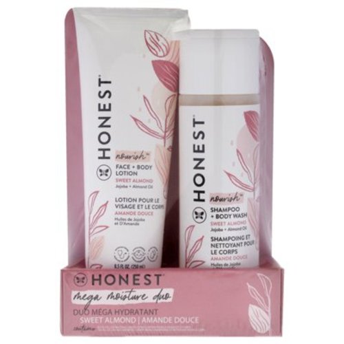 Honest Honest Mega Moisture Duo - Sweet Almond , 2 Pc 10oz Shampoo and Body Wash, 8.5oz Face and Body Lotion