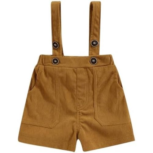 BemeyourBBs Toddler Boy Girl Overall Shorts Baby Suspender Shorts Bottoms Pocket Corduroy Shortall Unisex Baby Clothes