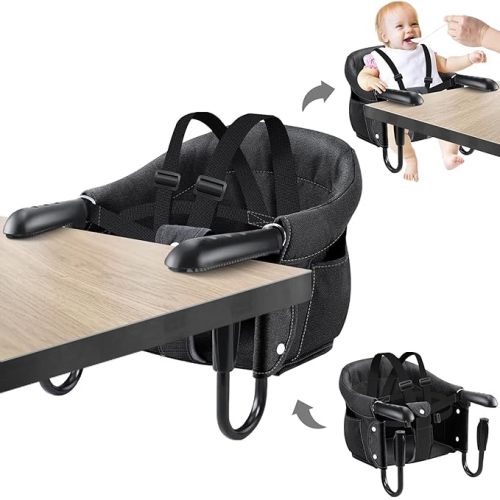 Fader Baby high Chair, Hook on high Chair, Portable High Chair for Travel, High Chair for Table, Portable & Foldable,Suitable for Family and Travel, for Babies 6-36 Months for Eating & Dining (Black)