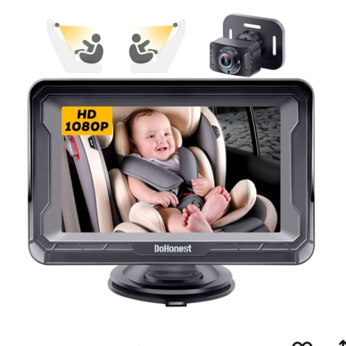 DoHonest Baby Car Camera HD 1080P - Rear-Facing Car Baby Monitor with Night Vision, Adjustable View Angle, Easy Setup, Anti-Glare Display, Safety for Kids & Infants