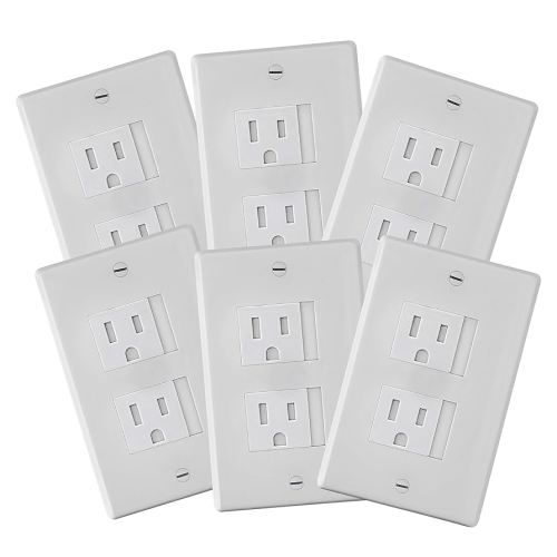 6-Pack Safety Innovations Self-closing (2 Screw) Decora Outlet Covers- An Alternative To Wall Socket Plugs for Child Proofing Outlets (White)