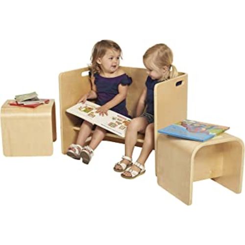 ECR4Kids Bentwood Multipurpose Table and Chair Set, Kids Furniture, Natural, 3-Piece