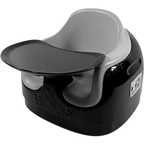 Bumbo Toddler Adjustable 3 In 1 Booster High Seat Chair, Non Slip Booster, Baby Chair for Eating with Removable Tray and Harness, Black/Cool Grey