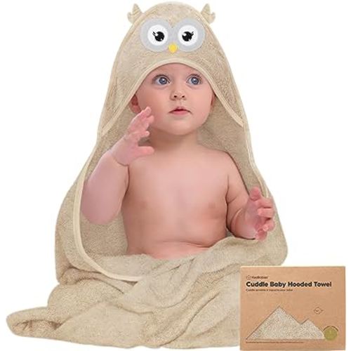 KeaBabies Baby Hooded Towel, Owl