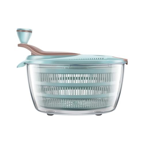 Brigii Salad Spinner, 4.24 Quart Lettuce Spinner with Double Drainage Holes, Salad Dryer for Washing, Spinning, and Draining Greens, Fruits, and Vegetables