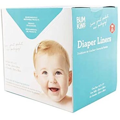 Bumkins Disposable Cloth Fabric Diaper Liner, Biodegradable, Neutral, 100 Count (Pack of 1)