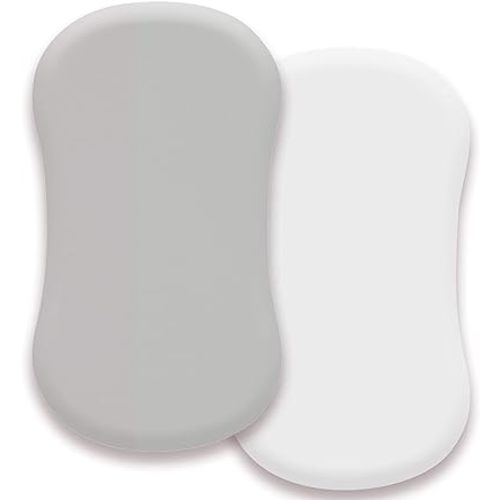 AMROSE Heavenly Soft Microfiber Bassinet Sheets, Fit for Halo Bassinest Swivel Sleeper, 2 Pack Hourglass Bassinet Mattress Sheet Set for Boys Girls, White & Gray