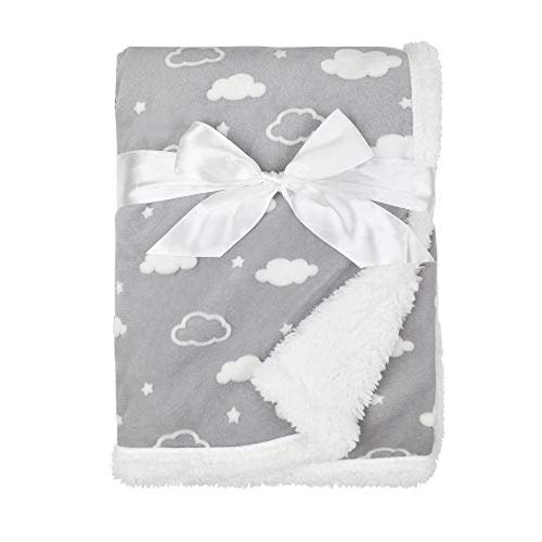 American Baby Company Heavenly Soft Chenille Sherpa Receiving Blanket, 3D Gray, 30" x 35", Warm and Cozy for Boys and Girls, Ideal for Baby Carrier, Stroller, and Travel