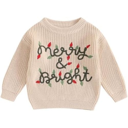 Newborn Toddler Baby Boy Girl Christmas Sweater Merry Embroidery Knitted Sweater Oversized Winter Warm Clothes