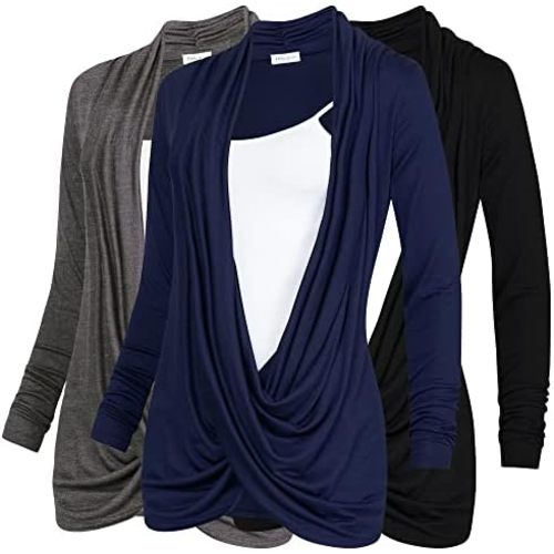 Free to Live 3 Pack Long Sleeve Nursing Tops Breastfeeding Shirts Cardigan Sweaters for Women Lightweight Postpartum Clothes