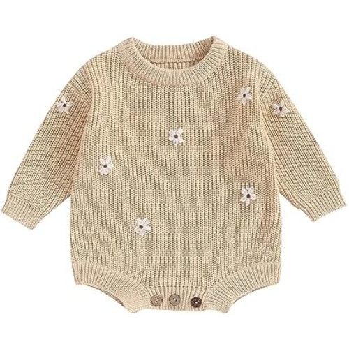 SAYOO Baby Sweater Romper Toddler Girl Oversize Embroidery Knit Pullover Sweater Warm Sweatshirt Romper Fall Winter Clothes