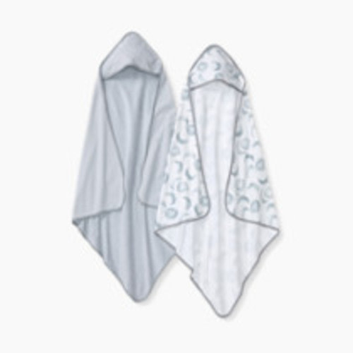 Burt's Bees Baby Organic Single-Ply Hooded Towel (2 Pack) - Hello Moon Grey
