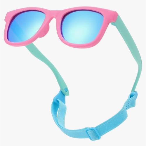 COASION Bendable Flexible Polarized Newborn Baby Sunglasses with Strap for Infant Boys Girls Age 0-12 Months CA8042