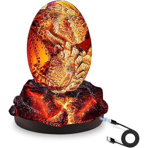 Lava Dragon Egg with Luminous Base, Toys for Over 36 Months, Handmade Crystal Dragon Statue, Figurines for Lovers, Dragon Decor, Unique Gifts for Christmas, Birthdays