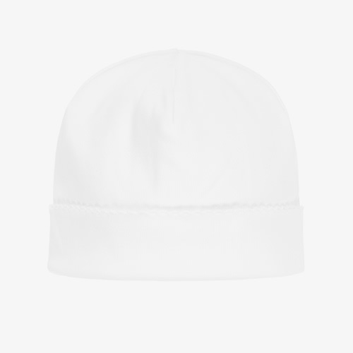 Kissy Kissy - White Pima Cotton Baby Hat | Childrensalon