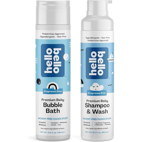 Hello Bello Baby Bubble Bath, Fragrance & Shampoo & Body Wash, Gentle Hypoallergenic, pH-Balanced & Dermatologist-Tested, Vegan & Cruelty-Free, 10 fl oz Each
