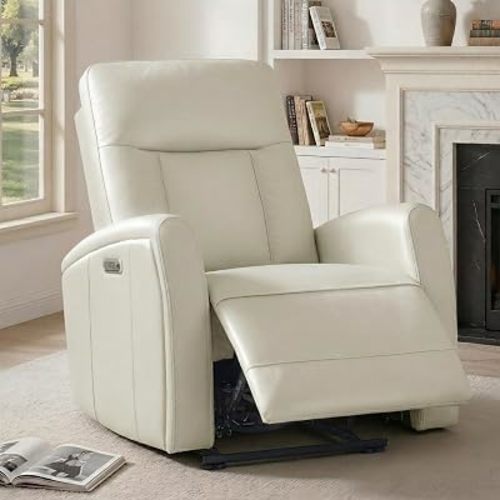 KISLOT Wall Hugger Power Recliner Chair with USB & Type-C Ports Faux Leather Recliner 135° Reclining Small Space Electric Sofa for RV Living Room Bedroom