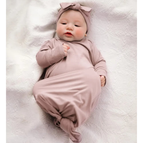 Baby Knot Gown Set: Mauve – Lila