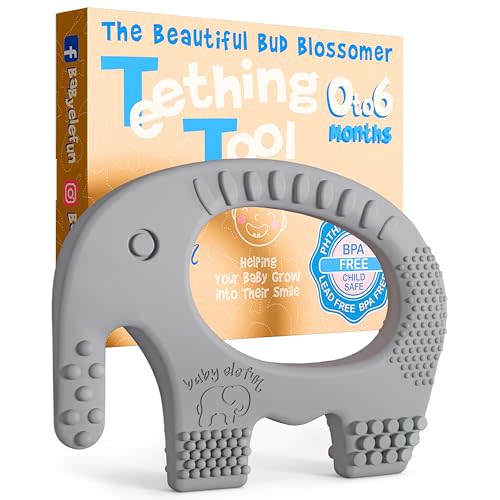 Teething Toys for Babies Age 0 to 6 Months - Baby Elefun 5X Pain Relief Smart Teether - Zero Developmental Delay Silicone Baby Teething Toy Ring - Cute Infant Shower Gift Chew Toy for Babies