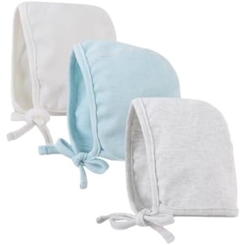 Yuoahcn Newborn Hats for Baby Girls Boys Cotton Beanie Soft Infant Hat with Ties Cute Baby Bonnet Hospital Hat 0-9Months