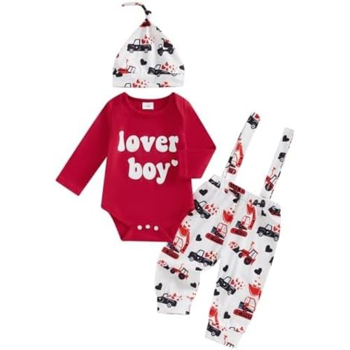 3-6mo BeQeuewll Summer Newborn Baby Boy 3PCS Clothes Infant Short Sleeve Romper Suspender Pants Overalls Hat Set Coming Home Outfit
