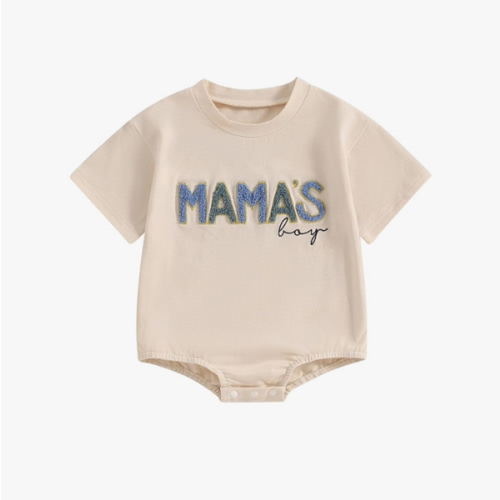 FIOMVA Baby Boy Fall Clothes Newborn Bubble Romper Toddler Long Sleeve Mama's Boy Letter Bodysuit Winter Infant Outfits