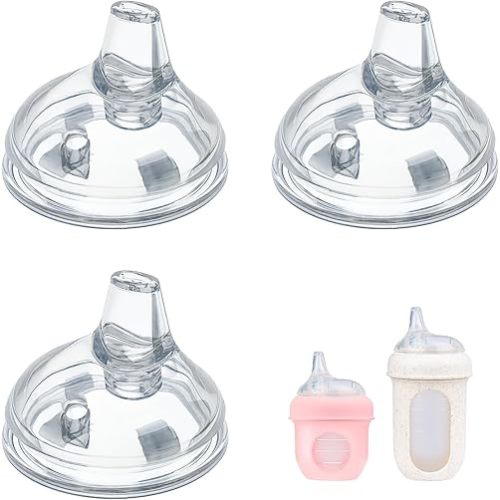 VANEST 3 Pack Sippy Spout Nipples Compatible with Boon Nursh Silicone Sippy Cup Lid, Replacement Silicone Bottle Nipple BPA-Free, Soft Transition Spout for Sippy Cups, No Spill Anti-Colic 6+ Months