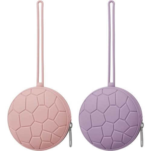 Silicone Pacifier Holder Case, BPA-Free Newborn Baby Silicone Pacifier Holder for Boys & Girls (Soft Lilac/Blush)