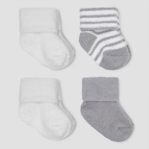 Carter's Just One You® Baby Boys' 4pk Chenille Socks - White/gray 0-3m
