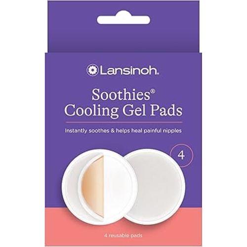 Lansinoh Soothies Cooling Gel Pads, 4 Count, Breastfeeding Essentials, Provides Cooling Relief for Sore Nipples