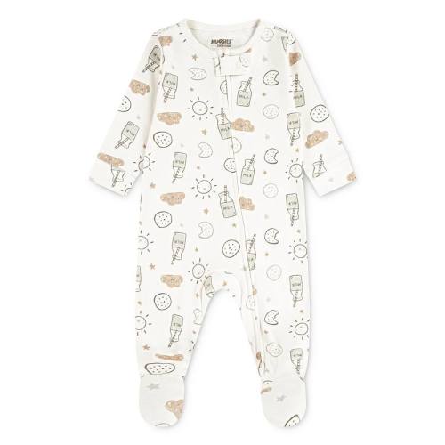 Baby Huggies Babywear® 100% Organic Footed Coverall with Milk & Cookie Print