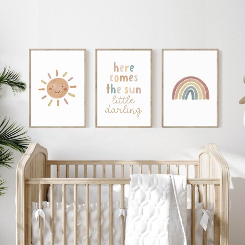 Neutral nursery wall decor printable art, Here comes the sun little darling, Nursery prints boy, Playroom signs, Toddler wall art download