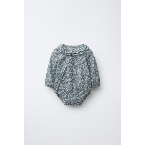 PAISLEY FLORAL BODYSUIT - Bluish | ZARA United States